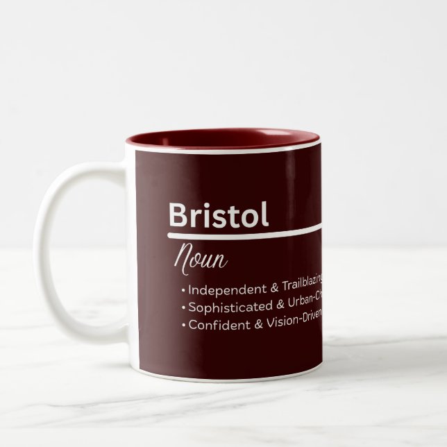 Caneca De Café Em Dois Tons Bristol Personalized Name Coffee Mug (Esquerda)