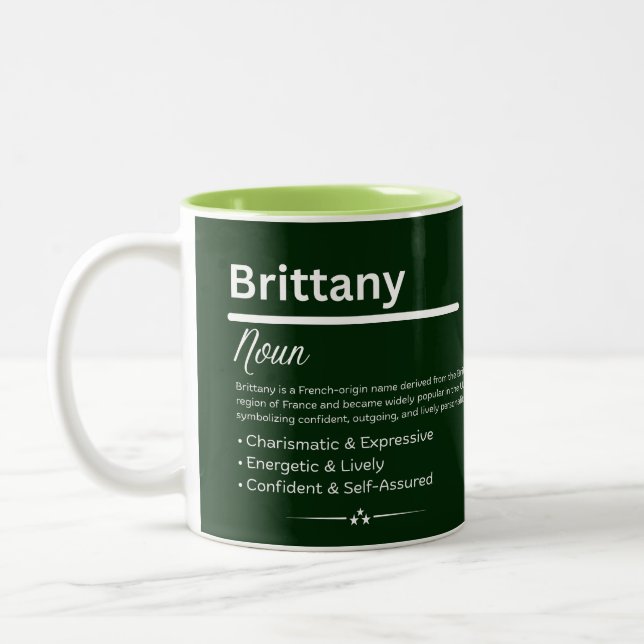 Caneca De Café Em Dois Tons Brittany Nome de Menina Personalizado (Esquerda)
