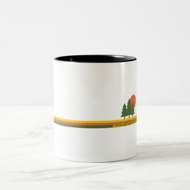 Caneca De Café Em Dois Tons Broads National Park Pine Trees Sun (Centro)