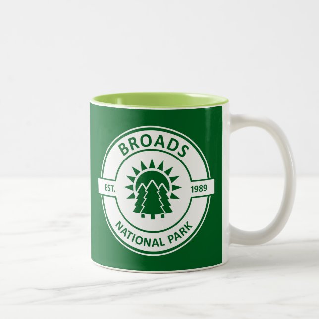 Caneca De Café Em Dois Tons Broads National Park Sun Trees (Direita)