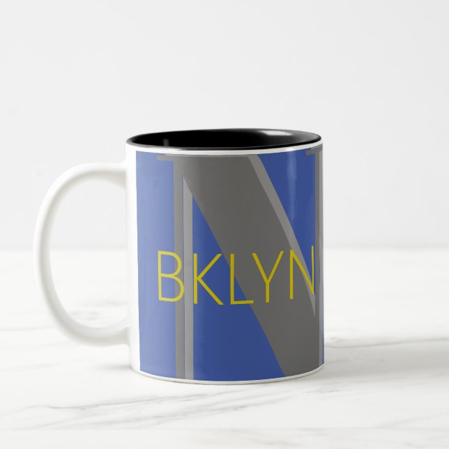 Caneca De Café Em Dois Tons BROOKLYN NY cinza azul (Esquerda)