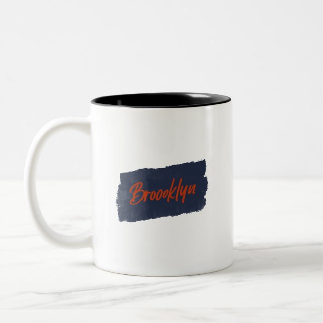 Caneca De Café Em Dois Tons Brooklyn Red Typografia Café Mug (Esquerda)