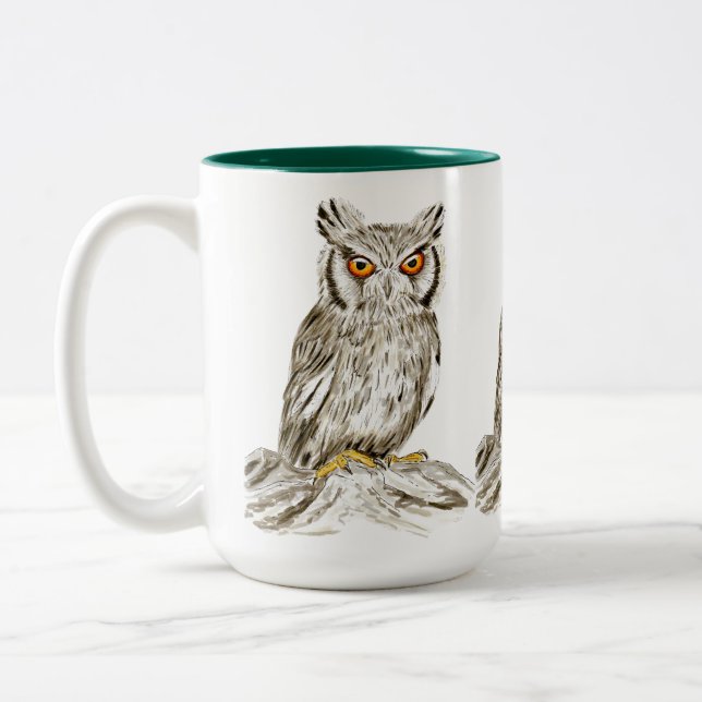 Caneca De Café Em Dois Tons Brown Owl Illustration Art Mug (Esquerda)