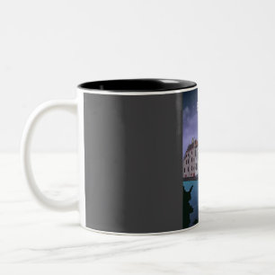 Caneca De Café Em Dois Tons Bruges Vintage - Poster de viagens mínimo belga na