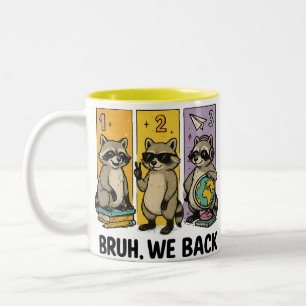 Caneca De Café Em Dois Tons Bruh Voltamos Guaxinim Escola Retro de Amantes d