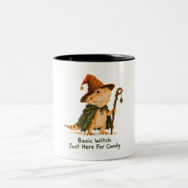 Caneca De Café Em Dois Tons Bruxa Básica Aqui Só Pelo Doce Dragão Barbudo