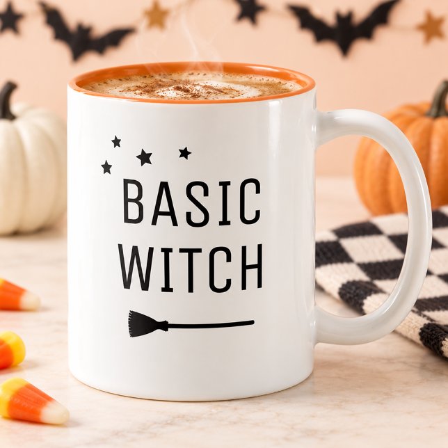 Caneca De Café Em Dois Tons Bruxa Básica Moderna Halloween (Criador carregado)
