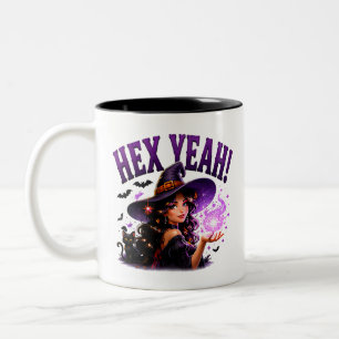 Caneca De Café Em Dois Tons ✨ Bruxa Engraçada Dito de Halloween Pun 🧙