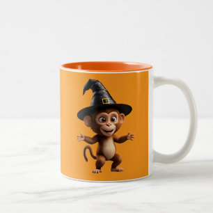 Caneca De Café Em Dois Tons Bruxa Macaco Mágico
