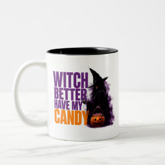 Caneca De Café Em Dois Tons 🧙 Bruxa Melhor Ter Meu Doce Citação Divertida de