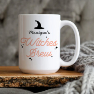 Caneca De Café Em Dois Tons Bruxas Criam Halloween Moderno Personalizado