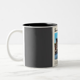 Caneca De Café Em Dois Tons Bruxelas Vintage Watercolor Viagem