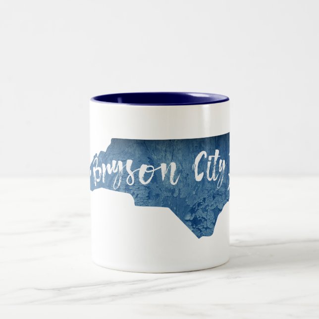 Caneca De Café Em Dois Tons Bryson City North Carolina Wood Grain (Centro)