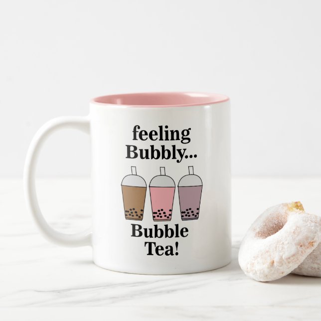 Caneca De Café Em Dois Tons Bubble Tea Engraçado  (Com Donut)