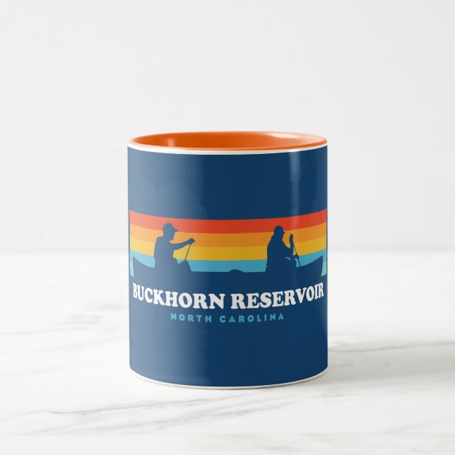 Caneca De Café Em Dois Tons Buckhorn Reservoir North Carolina Canoe (Centro)