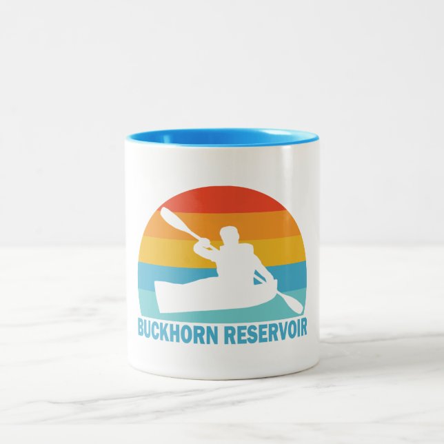 Caneca De Café Em Dois Tons Buckhorn Reservoir North Carolina Kayak (Centro)