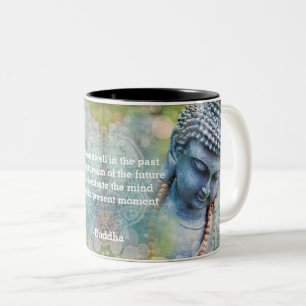 Caneca De Café Em Dois Tons Buda Abstrato Aquarela Personalizada Citação Dois