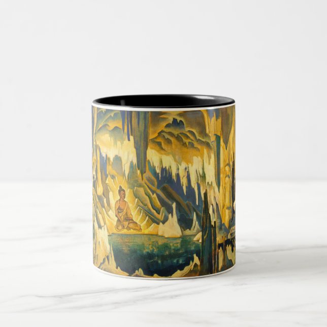 Caneca De Café Em Dois Tons Buda, o Vencedor (Arte Budista) (de Roerich) (Centro)