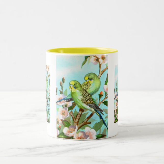 Caneca De Café Em Dois Tons Budgerigars (Centro)