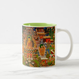 Caneca De Café Em Dois Tons Budismo budista de Buddha que abençoa o Bohemian