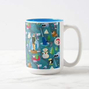 Caneca De Café Em Dois Tons Budy, o Elf e os Caracteres Padrão Teal