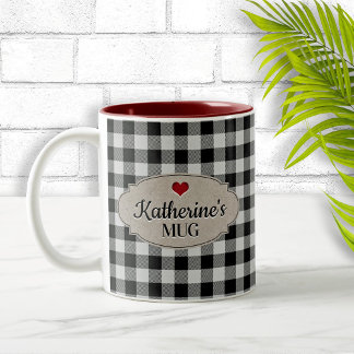 Caneca De Café Em Dois Tons Buffalo Check Rustic Country Personalizado