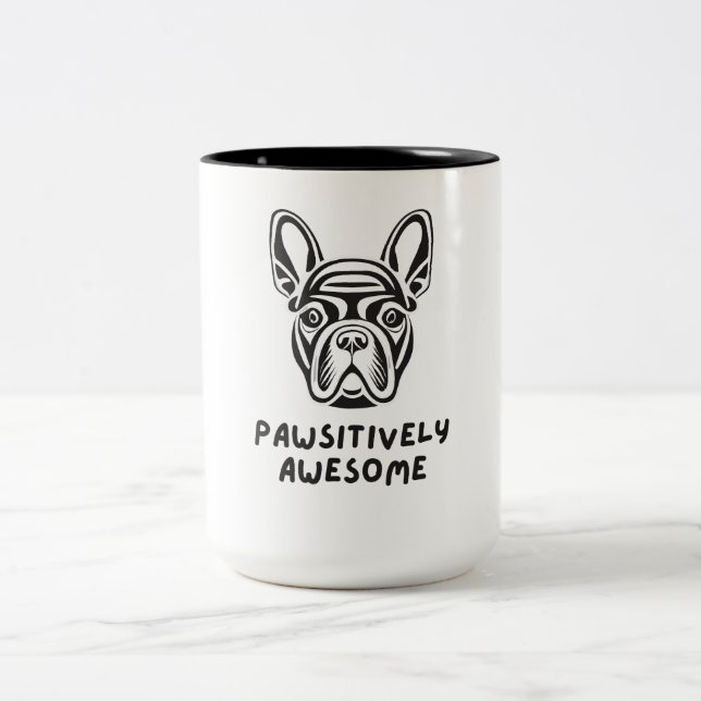 Caneca De Café Em Dois Tons Buldogue Fantástico Pawsitively (Centro)