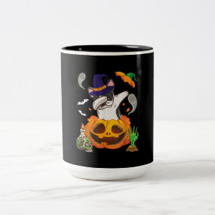 Caneca De Café Em Dois Tons Buldogue Francês Dabbing to Open Pumpkin Halloween
