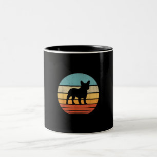 Caneca De Café Em Dois Tons buldogue francês silhouette 60s 70s presentes c