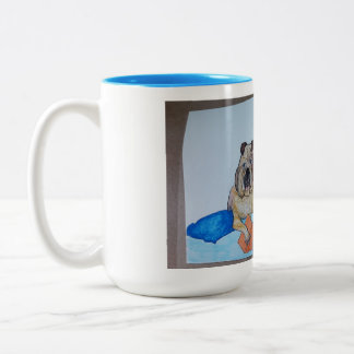 Caneca De Café Em Dois Tons Buldogue Lendo Mug