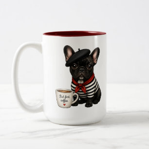 Caneca De Café Em Dois Tons Bulldog Francês com café
