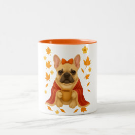 Caneca De Café Em Dois Tons Bulldogue Francês em Cobertor | Bebendo Café Aconc