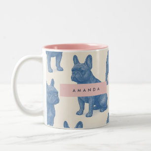 Caneca De Café Em Dois Tons Bulldogue Francês Fofo Personalizado