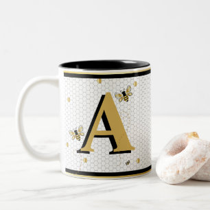 Caneca De Café Em Dois Tons Bumblebee Honeycomb Monogrammed