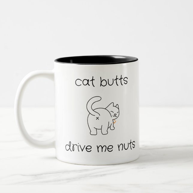 Caneca De Café Em Dois Tons Bumbuns De Gato Levam-Me Loucos Café Tumg (Esquerda)