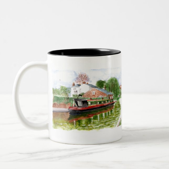 Caneca De Café Em Dois Tons Bungalow e Narrowboat The Wharf (Esquerda)