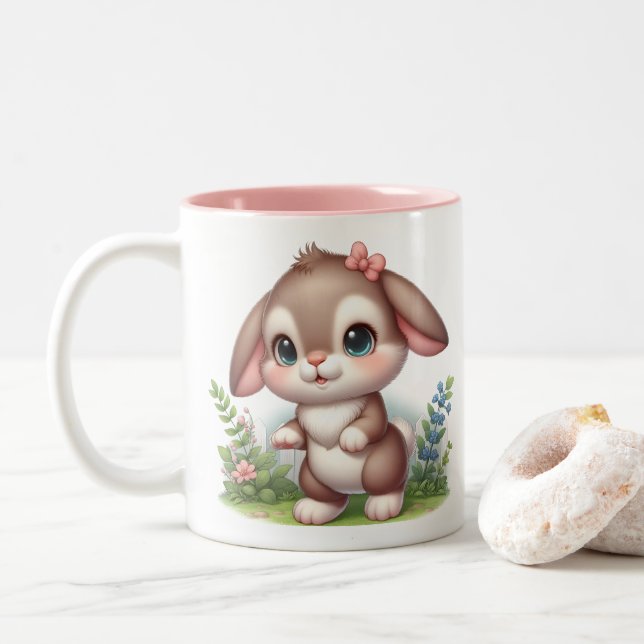 Caneca De Café Em Dois Tons Bunny (Com Donut)