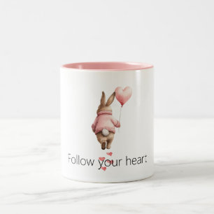 Caneca De Café Em Dois Tons Bunny Balão Coração Rosa