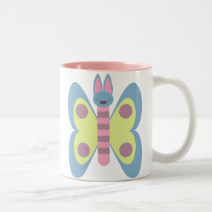 Caneca De Café Em Dois Tons Bunny Borboleta Coelhinho Híbrido Adorável Kawaii