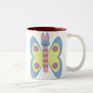 Caneca De Café Em Dois Tons Bunny Borboleta Coelhinho Híbrido Adorável Kawaii