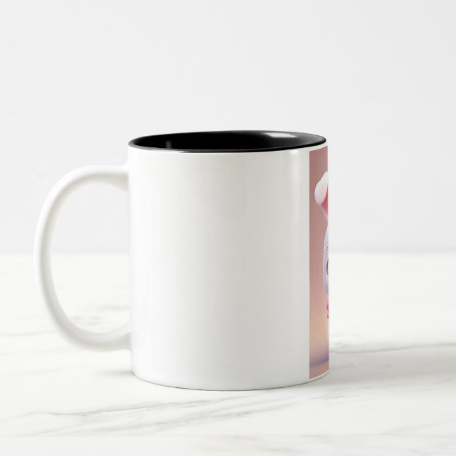 Caneca De Café Em Dois Tons #BunnyMug #CuteCups #WhimsicalDrinkware (Esquerda)