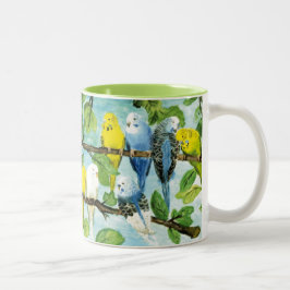 Caneca De Café Em Dois Tons Bunte Wellensittiche | Zweifarbige Tasse