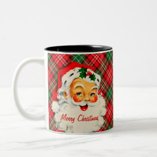 Caneca De Café Em Dois Tons Buon Natale Vintage Papai noel Xadrez Mug