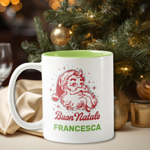 Caneca De Café Em Dois Tons Buon Natale Vintage Papais noeis italiano