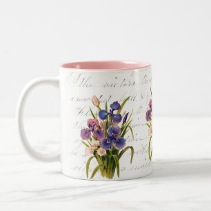 Caneca De Café Em Dois Tons Buquê das íris - celebração do primavera das
