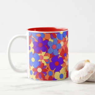 Caneca De Café Em Dois Tons Buquê De Bustling De Café De Dois Tons