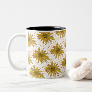Caneca De Café Em Dois Tons Buquê de pintura amarelo-margarida