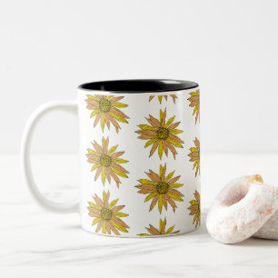 Caneca De Café Em Dois Tons Buquê de pintura amarelo-margarida