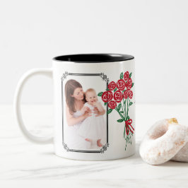 Caneca De Café Em Dois Tons Buquê do dia das mães das rosas vermelhas