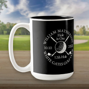 Caneca De Café Em Dois Tons Buraco Branco em Um Bola de Golfe e Clubes Persona